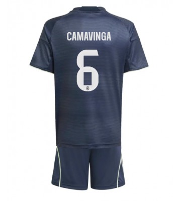 Real Madrid Eduardo Camavinga #6 Replica Away Stadium Kit for Kids 2025-26 Short Sleeve (+ pants)